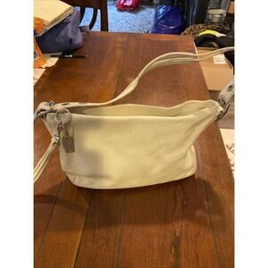 COACH Y2K Vintage East West Legacy Tassel Cream Leather Zip Shoulder Bag Purse